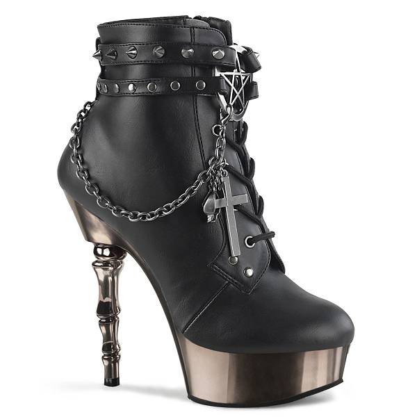 Demonia Women's Muerto-1001 Platform Ankle Boots - Black Faux Leather D2189-03US Clearance